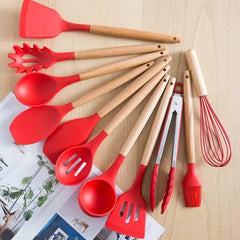 12 PCS Silicone Kitchenware Cooking Utensils Set Red