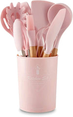 12 PCS Silicone Kitchenware Cooking Utensils Set (Light Pink)
