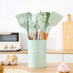 12 PCS Silicone Kitchenware Utensils Set (Light Green)