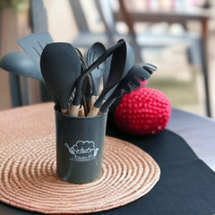 12 PCS Silicone Kitchenware Utensils Set (Dark Grey)