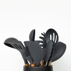 12 PCS Silicone Kitchenware Utensils Set (Dark Grey)