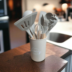 12 PCS Silicone Kitchenware Utensils Set (Light Grey)