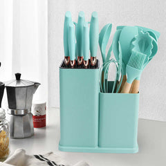 19 Pcs Silicone Cooking Kitchen Utensils Set Dark Green
