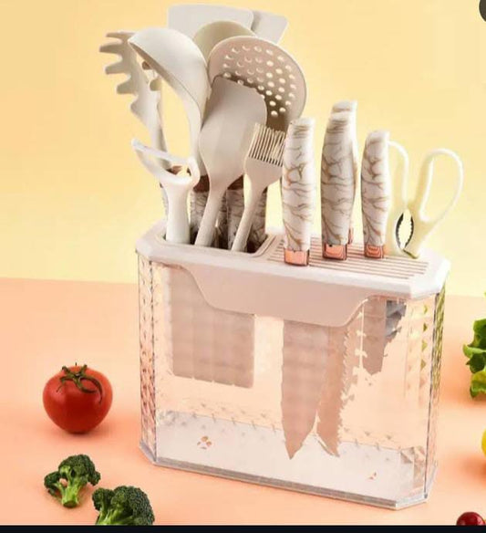 16 Pcs Silicone Cooking Kitchen Utensils Set White