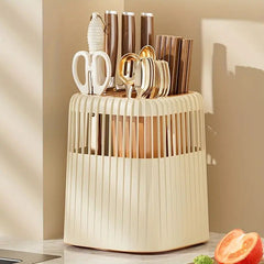 360 Rotating Knife and Kitchen Utensil Holder-OffWhite