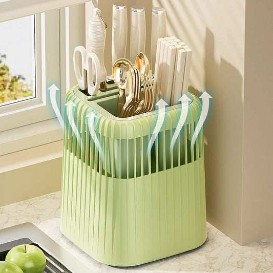 360 Rotating Knife and Kitchen Utensil Holder-Green