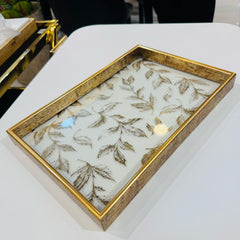 Golden Border Glass Tray (30x20cm) -D2