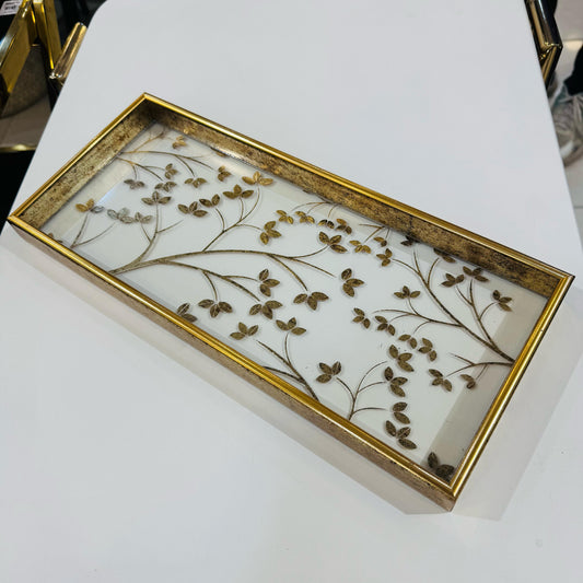 Golden Border Glass Tray (35x15cm) -D1