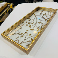 Golden Border Glass Tray (35x15cm) -D1