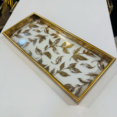 Golden Border Glass Tray (35x15cm) -D2