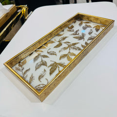 Golden Border Glass Tray (35x15cm) -D2