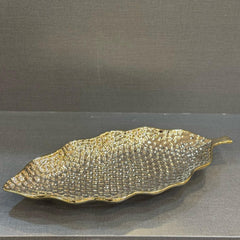Golden Leaf Design Dotted Dish