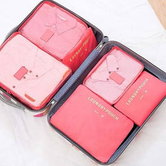 6 Pcs Waterproof Travel Storage Bag (Light Pink)