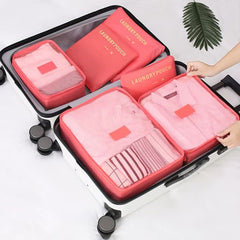 6 Pcs Waterproof Travel Storage Bag (Light Pink)