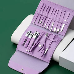 16 Pieces Set Nail Care Tools -Purple