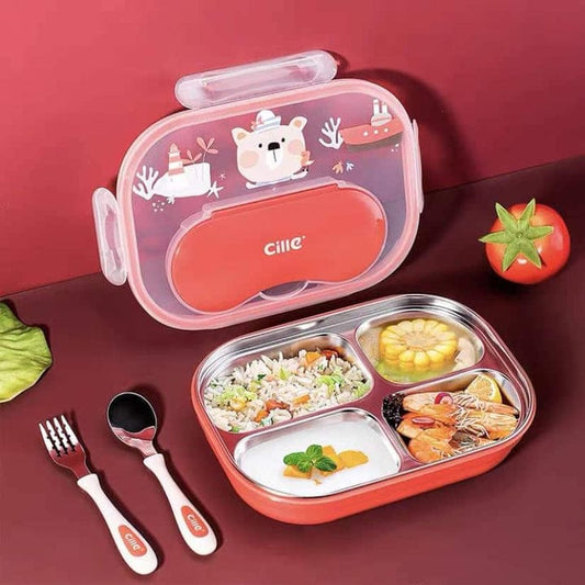 4 Compartment Stainless Steel Lunch Box