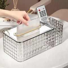 Diamond Pattern Tissue Box-White
