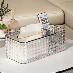 Diamond Pattern Tissue Box-White