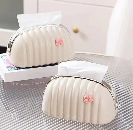 Creative Shell Design Tissue Box-White Silver