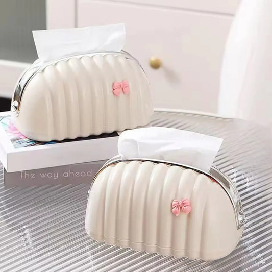Creative Shell Design Tissue Box-White Silver