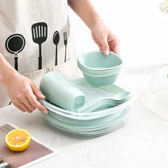 48 Pcs Outdoor Set Plastic Tableware Set-Green