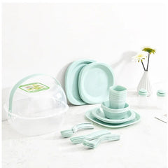 48 Pcs Outdoor Set Plastic Tableware Set-Green