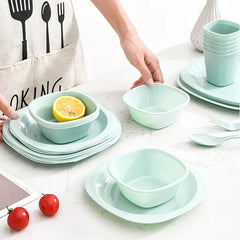 48 Pcs Outdoor Set Plastic Tableware Set-Green