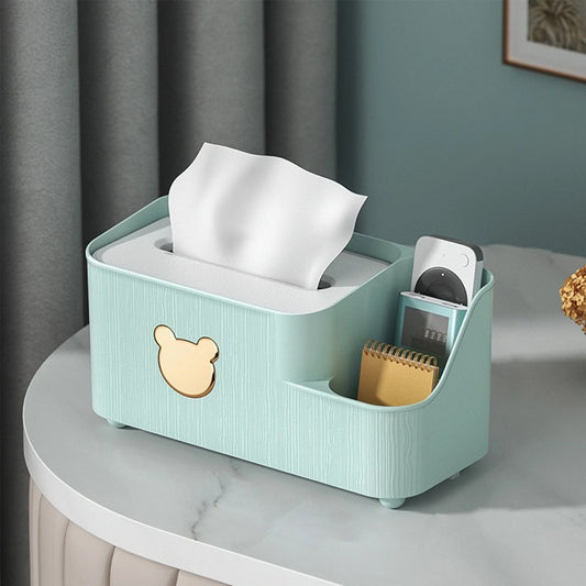 Bear Design Desktop Tissue Storage Box-Ferozi