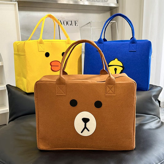Large Capacity Cartoon Printed Bag-Brown