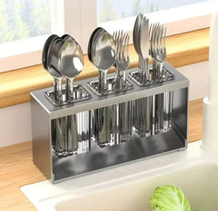 Acrylic Cutlery Holder With Metal Stand