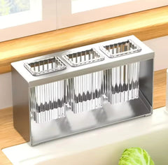 Acrylic Cutlery Holder With Metal Stand