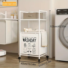 2 Layer Multifunctional Laundry Storage Rack-White