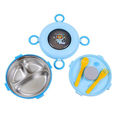 Round Three Grid Lunch Box -Blue