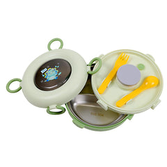 Round Three Grid Lunch Box -Green