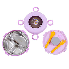 Round Three Grid Lunch Box -Purple