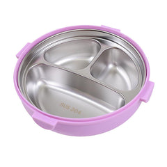 Round Three Grid Lunch Box -Purple