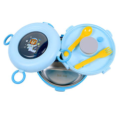 Round Three Grid Lunch Box -Blue