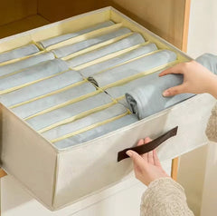 16-Compartment Foldable Fabric Clothes Organizer-Offwhite