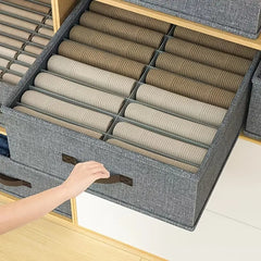 16-Compartment Foldable Fabric Clothes Organizer-Grey