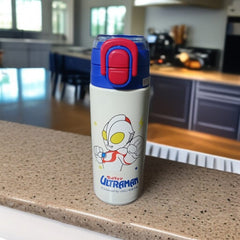 Cartoon-Themed Steel Water Bottle-Blue and White