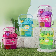 Cartoon Design Double Drinking Bottle-Pink