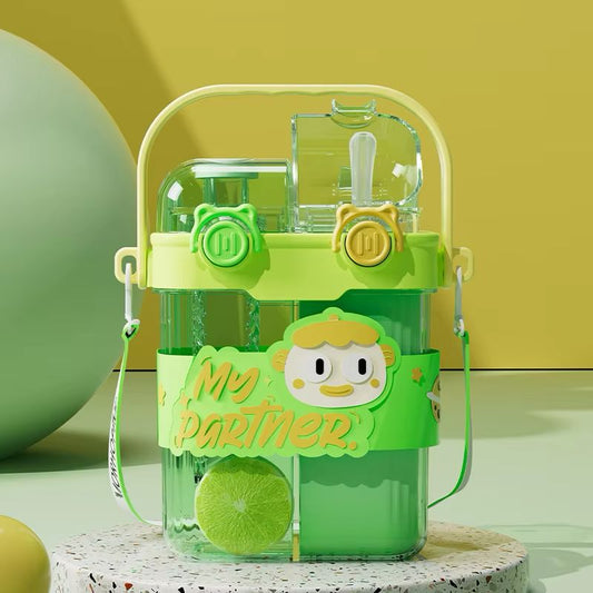Cartoon Design Double Drinking Bottle-Green