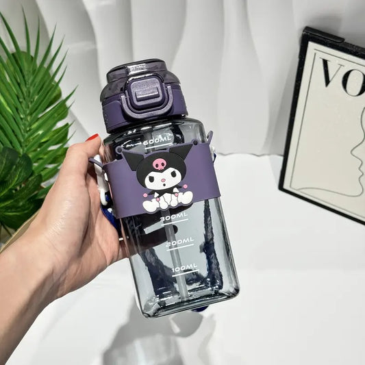 Cartoon Design Water Bottle-Black