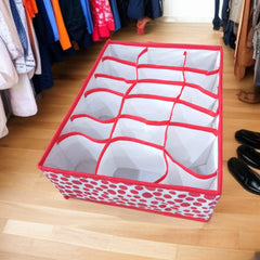 18 Pockets Socks Organizer(Red Polka Dots)