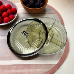 Crystal Round Dryfruit Tray-Light Green