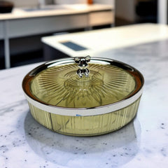 Crystal Round Dryfruit Tray-Light Green