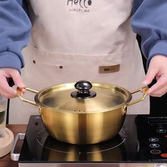 Instant Noodle Soup Pot 3Pcs Set (Plain Golden)