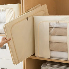 Foldable Clothes Storage Box (66L)-Offwhite