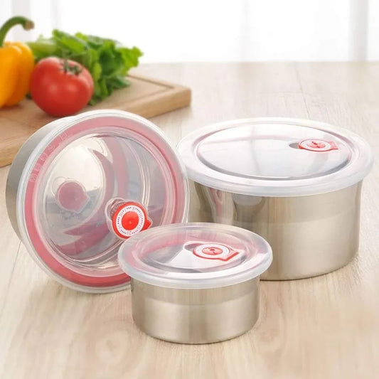 Stainless Steel Solid AirTight Bowls 3pcs