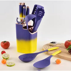 13-piece Kitchen Knife and Utensils Set(Blue&Yellow)